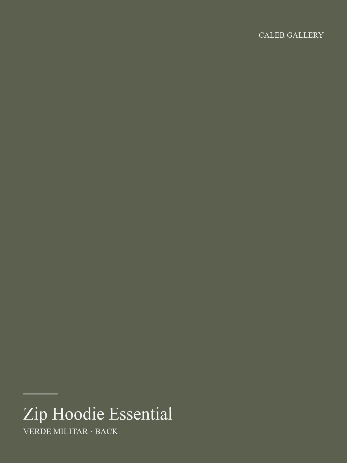 Zip Hoodie Essential color Verde militar, vista trasera